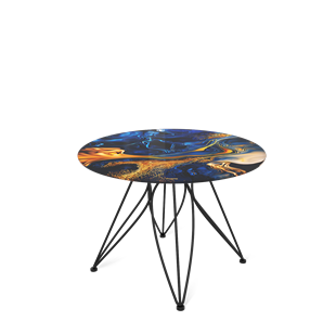Круглый столик SHT-S113 / SHT-TT32 60 стекло/МДФ (синий сапфир/черный муар) в Уфе