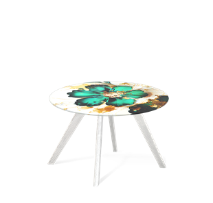 Круглый стол SHT-S39 / SHT-TT32 60 стекло/МДФ (малахитово зеленый/белый/патина серебро) в Стерлитамаке