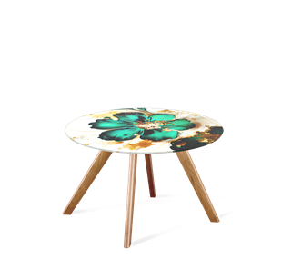 Круглый столик SHT-S39 / SHT-TT32 60 стекло/МДФ (малахитово зеленый/светлый орех) в Стерлитамаке