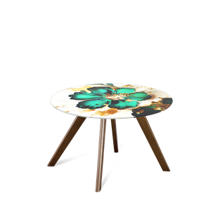 Круглый столик SHT-S39 / SHT-TT32 60 стекло/МДФ (малахитово зеленый/темный орех) в Стерлитамаке