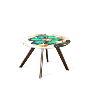 Круглый столик SHT-S39 / SHT-TT32 60 стекло/МДФ (малахитово зеленый/венге) в Стерлитамаке