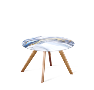 Круглый столик SHT-S39 / SHT-TT32 60 стекло/МДФ (млечный путь/светлый орех) в Стерлитамаке