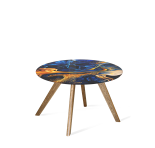 Круглый стол SHT-S39 / SHT-TT32 60 стекло/МДФ (синий сапфир/брашированный коричневый) в Уфе