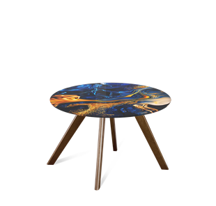 Круглый столик SHT-S39 / SHT-TT32 60 стекло/МДФ (синий сапфир/темный орех) в Стерлитамаке