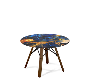 Круглый столик SHT-S70 / SHT-TT32 60 стекло/МДФ (синий сапфир/темный орех/черный муар) в Стерлитамаке