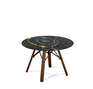 Круглый столик SHT-S70 / SHT-TT32 60 стекло/МДФ (титановый кварц/темный орех/черный муар) в Салавате