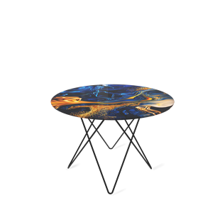 Столик круглый SHT-TU37 / SHT-TT32 60 стекло/МДФ (синий сапфир/черный муар) в Уфе