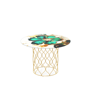 Круглый столик SHT-TU49 / SHT-TT32 60 стекло/МДФ (малахитово зеленый/золото) в Стерлитамаке
