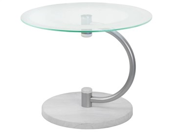 Стеклянный столик Мебелик Дуэт 13Н (металлик-дуб дымчатый-прозр) в Стерлитамаке
