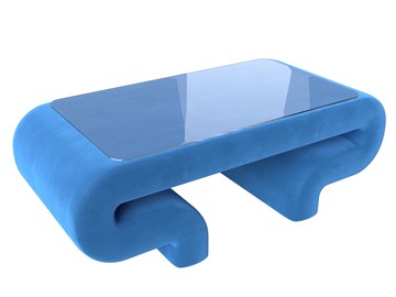 Стеклянный столик Волна, голубой (велюр) в Стерлитамаке