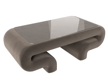 Стеклянный столик Волна, коричневый (велюр) в Стерлитамаке