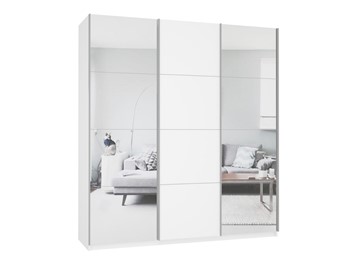 Шкаф 3-х дверный Прайм (Зеркало/ДСП/Зеркало) 1800x570x2300, белый снег в Стерлитамаке
