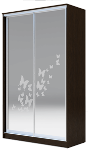 Шкаф двухстворчатый 2400х1362х620 два зеркала, "Бабочки" ХИТ 24-14-66-05 Венге Аруба в Стерлитамаке