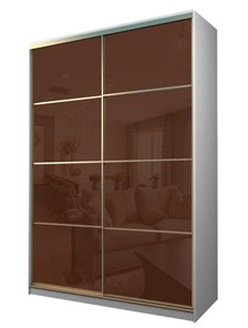 Шкаф 2-х дверный MAX МШ-25-6-18-22, Профиль Золото/Цвет Белый/Oracal Шоколад в Стерлитамаке
