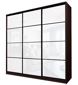 Шкаф 3-х дверный MAX МШ-25-6-24-222, Профиль Черный/Цвет Венге/Oraclal Белый в Стерлитамаке