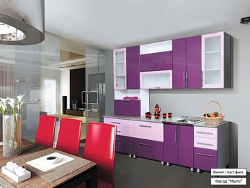Готовая прямая кухня Мыло 224 2600, цвет Фиолет/Пастель фиолет в Стерлитамаке