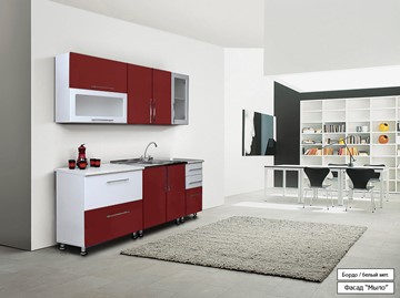 Модульный кухонный гарнитур Мыло 224 2000х918, цвет Бордо/Белый металлик в Уфе