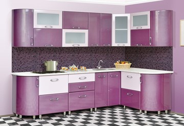 Модульная кухня Мыло 128 2700х1500, цвет Фиолет/Пастель фиолет в Уфе