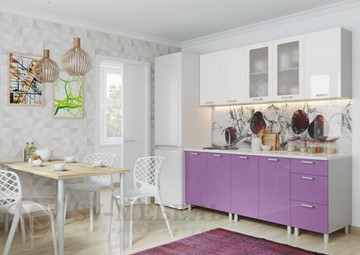 Кухонный гарнитур угловой Модерн, белый глянец/фиолетовый металлик в Уфе