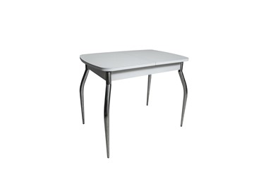 Кухонный стол раскладной ПГ-02СТ белое/белое/хром фигурные в Стерлитамаке