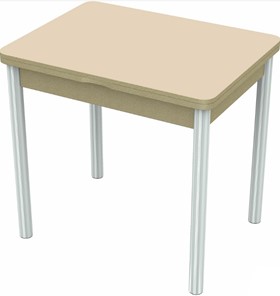 Маленький обеденный стол Бари хром №6 (стекло молочное/дуб выбеленный) в Уфе