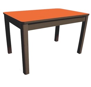 Кухонный обеденный стол Айсберг-05 СТ1, венге ЛДСП/стекло оранжевое/42 прямые массив венге в Салавате