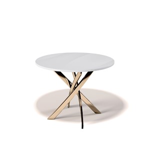 Кухонный круглый стол Kenner R1000 (Золото/Стекло белое глянец) в Уфе