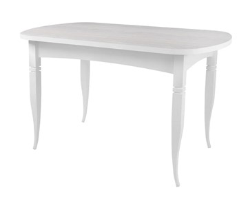 Небольшой стол Ялта с резными опорами Белый/Ясень Анкор светлый в Уфе