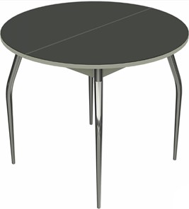 Кухонный стол раздвижной Ривьера исп. круг хром №5 (стекло черное/белый) в Уфе