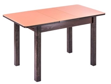 Обеденный раздвижной стол Айсберг-07 СТ1, венге ЛДСП/стекло оранжевое/42 прямые массив венге в Уфе
