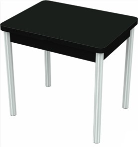Кухонный стол раздвижной Бари хром №6 (стекло черное/черный) в Уфе