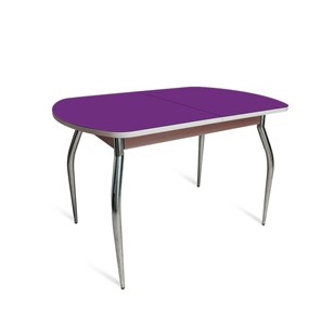Кухонный раздвижной стол ПГ-02 СТ2, дуб молочный/фиолетовое стекло/35 хром гнутые металл в Салавате