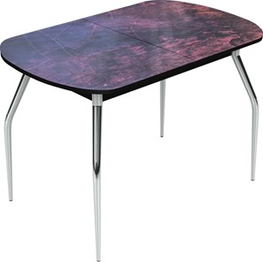 Кухонный стол раздвижной Ривьера исп.2 хром №5 (Exclusive h155/черный) в Уфе