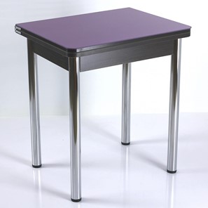 Кухонный пристенный стол СПА-02 СТ2, венге ЛДСП/стекло фиолетовый/39 прямые трубки хром в Уфе