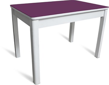 Стол на кухню Айсберг-05 СТ2, белое ЛДСП/фиолетовое стекло/40 массив белый в Стерлитамаке