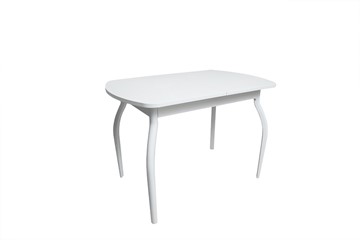 Стеклянный кухонный стол ПГ-02СТ белое/белое/крашенные фигурные в Стерлитамаке