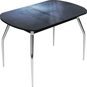 Кухонный раздвижной стол Ривьера исп.2 хром №5 (Exclusive h149/черный) в Стерлитамаке