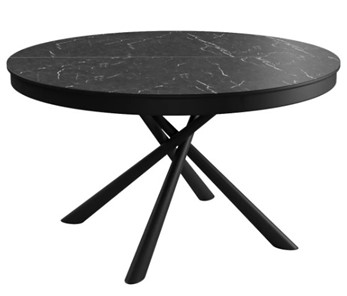 Керамический стол DikLine KR120 мрамор черный Калаката/опоры черные в Стерлитамаке