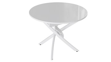 Обеденный круглый стол Diamond тип 3 (Белый муар/Белый глянец) в Уфе