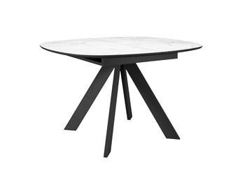Кухонный стол раскладной DikLine BK100 Керамика Белый мрамор/подстолье черное/опоры черные в Стерлитамаке