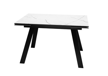 Кухонный стол раздвижной DikLine DKL140 Керамика Белый мрамор/опоры черные (2 уп.) в Стерлитамаке