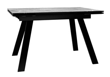 Керамический обеденный стол DikLine DKL140 Керамика Серый мрамор/опоры черные (2 уп.) в Уфе