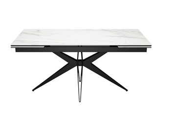 Керамический обеденный стол DikLine KW160 мрамор С41 (керамика белая)/опоры черные в Уфе
