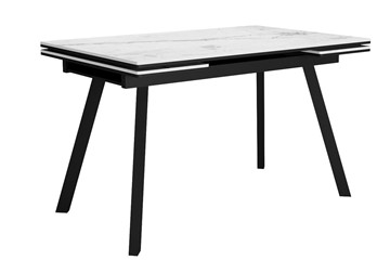 Раздвижной стол DikLine SKA125 Керамика Белый мрамор/подстолье черное/опоры черные (2 уп.) в Стерлитамаке