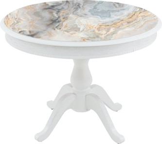 Обеденный круглый стол Фабрицио-1 Glass, Круг 1000, фотопечать (Мрамор 11) в Стерлитамаке