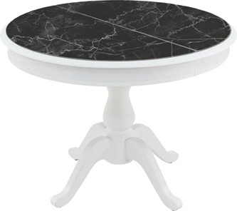 Обеденный раздвижной стол Фабрицио-1 Glass, Круг 1000, фотопечать (Мрамор 9) в Стерлитамаке