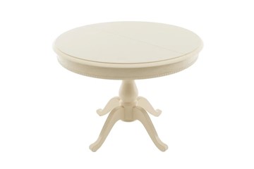 Кухонный стол раздвижной Фабрицио-1 Glass, Круг 1000, (Тон 10 - Слоновая кость + Молочное) в Стерлитамаке