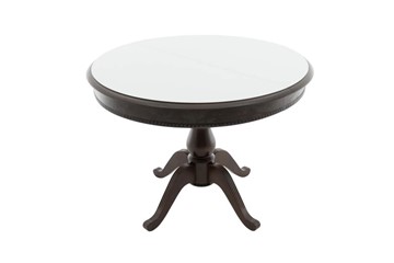 Овальный стол на кухню Фабрицио-1 Glass, Круг 1000, (Тон 7 - Орех Тёмный + Белое) в Стерлитамаке