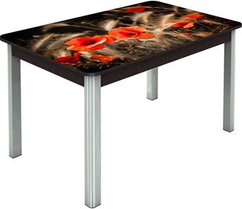 Кухонный стол раздвижной Гамбург исп. Мини, ноги метал. крашеные №23, Фотопечать (Цветы №38) в Стерлитамаке