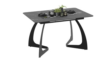 Раскладной стол Конкорд Тип 2 (Черный муар/Стекло матовое черный мрамор) в Стерлитамаке